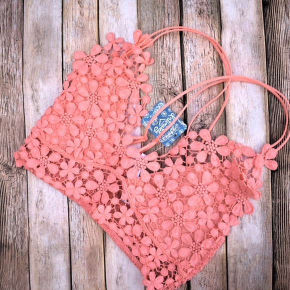 Last 1! FP Miss Dazie Floral Lace Bralette Coral - Picture 3 of 8